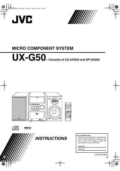 JVC UX-G50 Micro Component System User Manual - cover page