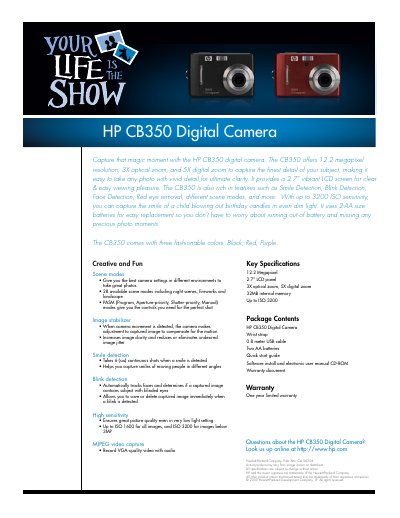 HP CB350 Digital Camera User Manual - cover page