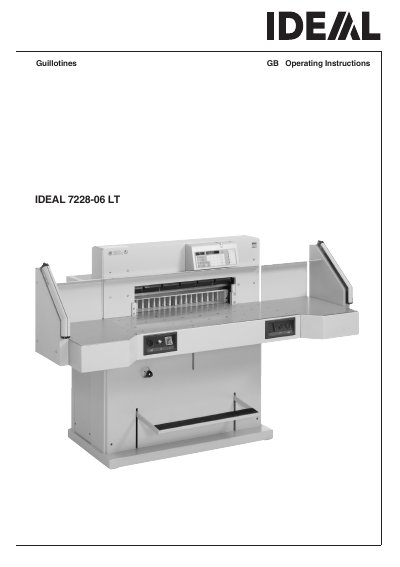 Ideal 7228-06 LT Guillotine Cutter Operating Instructions - cover page