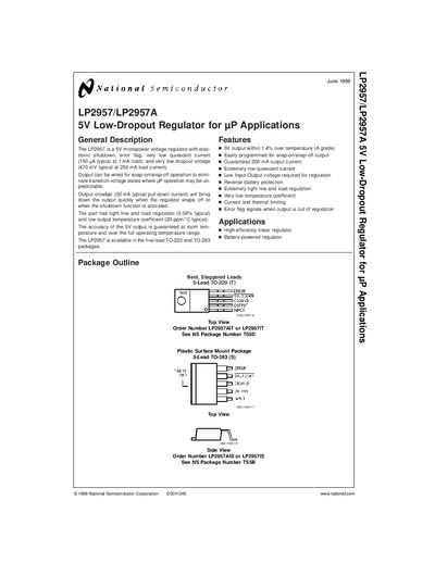 National Semiconductor LP2957/LP2957A 5V Low-Dropout Regulator Handbook - cover page