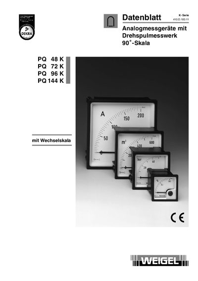 Weigel PQ K-Series Analog Meters Datasheet - cover page