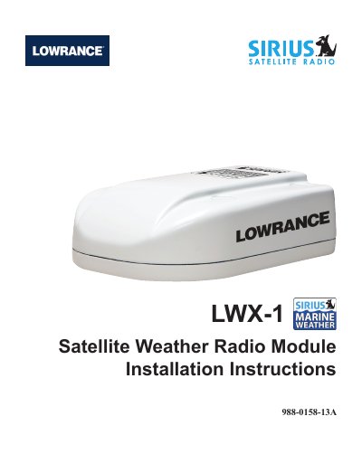 Lowrance LWX-1 Satellite Weather Radio Module Installation Instructions - cover page