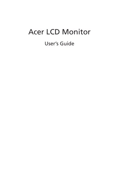 Acer LCD Monitor User's Guide - cover page