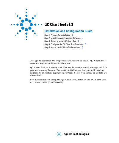 Agilent QC Chart Tool v1.3 Installation and Configuration Guide - cover page