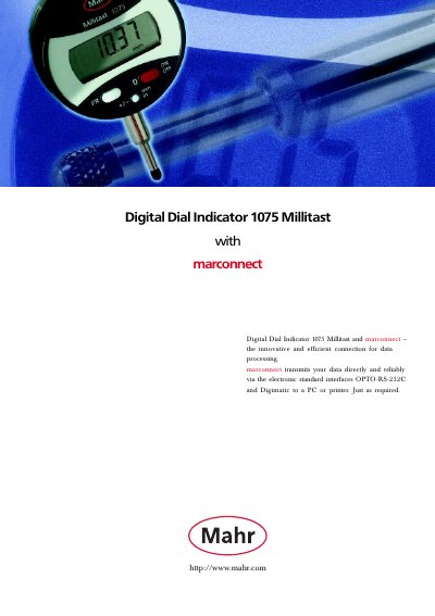 MAHR 1075 Millitast Digital Dial Indicator Manual - cover page