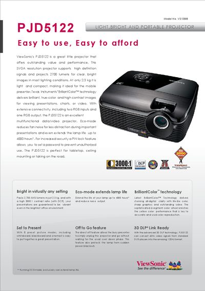 ViewSonic PJD5122 User Manual - cover page