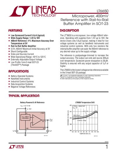 Linear Technology LT6650 Datasheet - cover page
