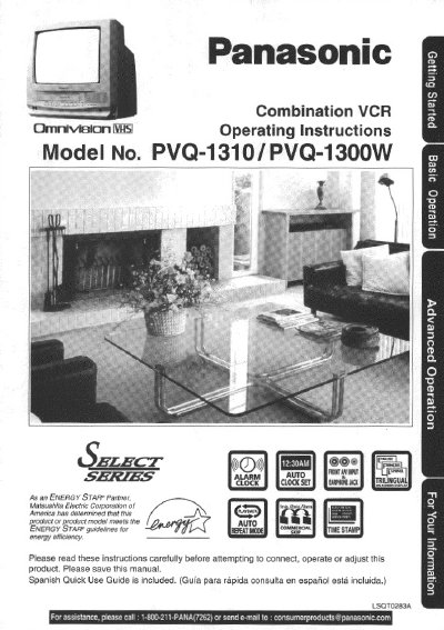 Panasonic PVQ-1310 Combination VCR Operating Instructions