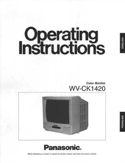 Panasonic WV-CK1420 Color Monitor User Manual