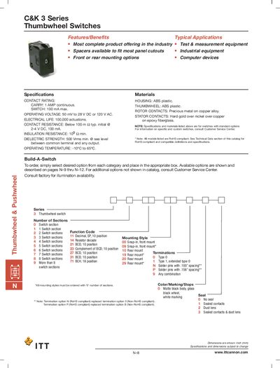 ITT C&K 3 Series Thumbwheel Switches Product Leaflet - cover page