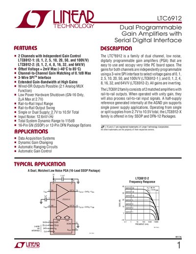 Linear Technology LTC6912 Datasheet - cover page