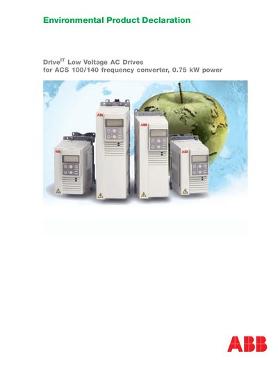ABB Environmental Product Declaration Drive IT Low Voltage AC Drives for ACS 100/140 frequency converter 0.75 kW power Manual - cover page