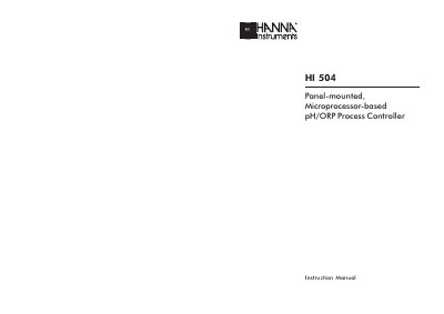 Hanna Instruments HI 504 pH/ORP Process Controller Instruction Manual