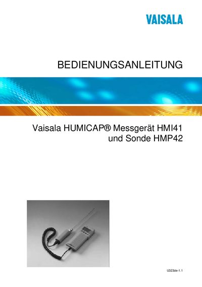 Vaisala HMI41 HMP42 Operating Manual - cover page