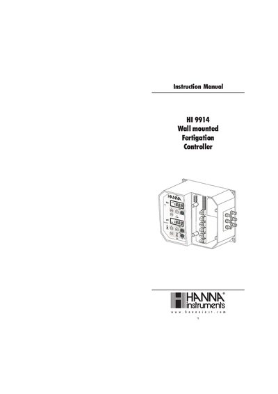Hanna Instruments HI 9914 Wall Mounted Fertigation Controller Instruction Manual