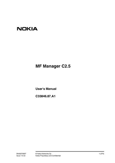 Nokia MF Manager C2.5 User Manual - cover page
