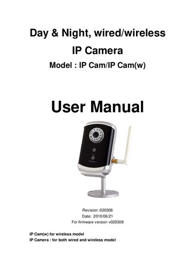 IP Cam/IP Cam(w) IP Camera User Manual - cover page