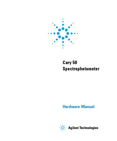 Agilent Cary 50 Spectrophotometer Hardware Manual - cover page