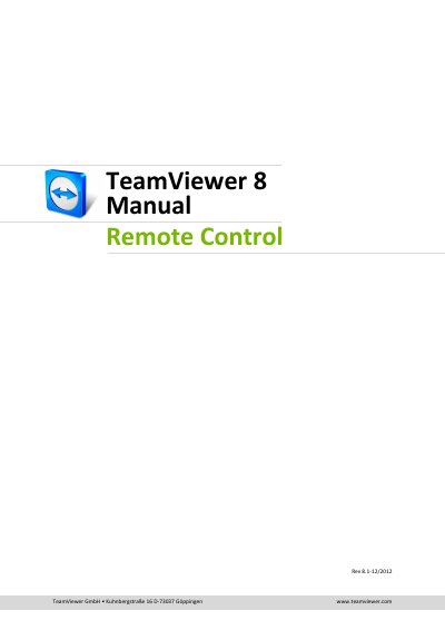 TeamViewer 8 Remote Control User Manual - cover page