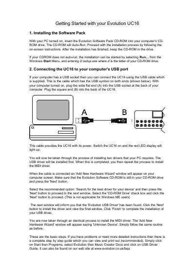 Evolution UC16 Getting Started Guide - cover page
