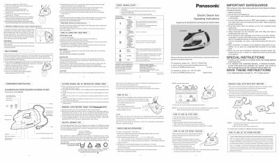 Panasonic NIN70NR electric iron Manual - cover page