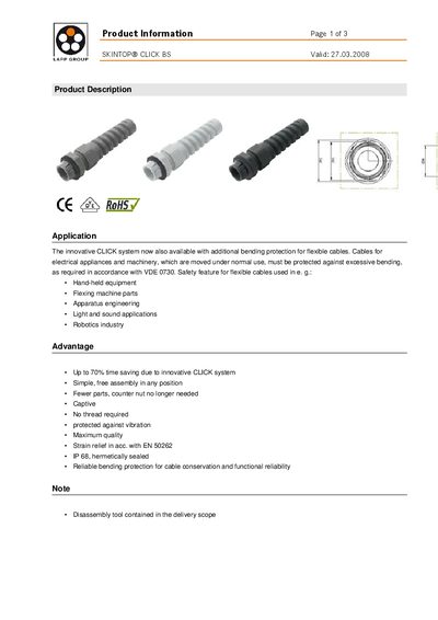 LAPP SKINTOP CLICK BS Product Information - cover page