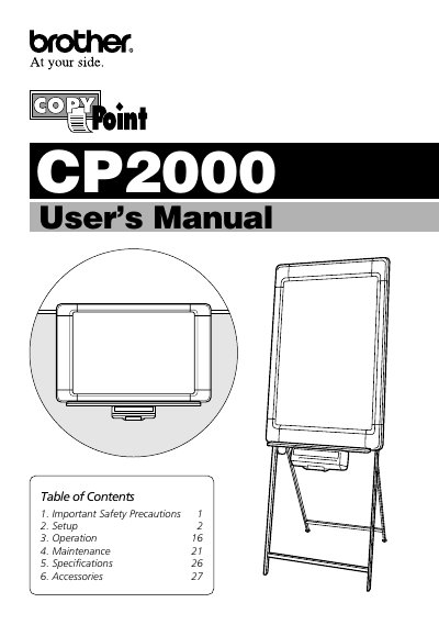Brother CP2000 Copyboard User's Manual - cover page