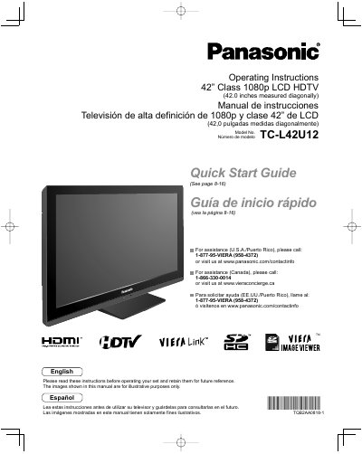 Panasonic TC-L42U12 42-inch LCD HDTV Operating Instructions - cover page