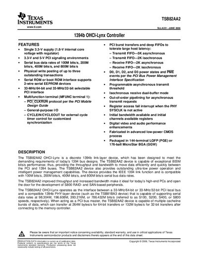 Texas Instruments TSB82AA2 Datasheet - cover page