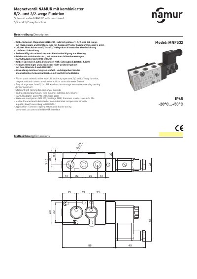 Eurotec MNF532 Solenoid Valve Data Sheet - cover page