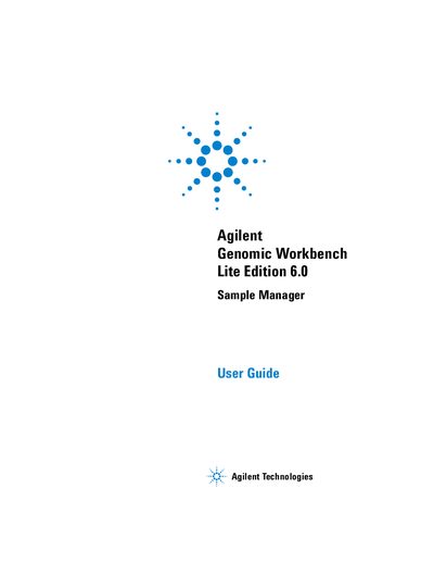 Agilent Genomic Workbench Lite Edition 6.0 Sample Manager User Guide - cover page