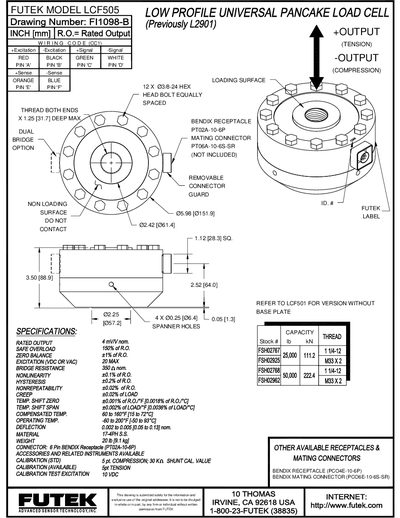 Futek LCF505 Load Cell Handbook - cover page