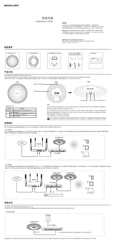 MERCURY MCAP1900GP Ceiling AP Installation Manual - cover page