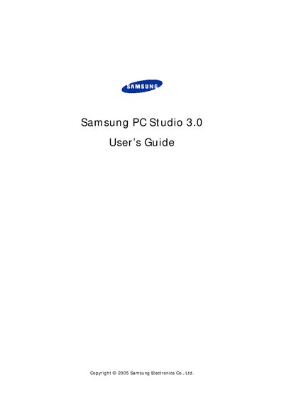 Samsung PC Studio 3.0 User Manual - cover page