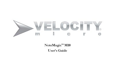 Velocity Micro NoteMagix M10 User Guide