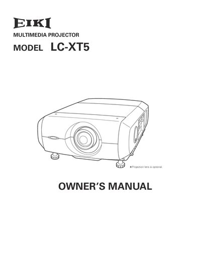 Eiki LC-XT5 Multimedia Projector Owner's Manual - cover page