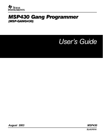 TEXAS INSTRUMENTS MSP-GANG430 MSP430 Gang Programmer user manual - cover page