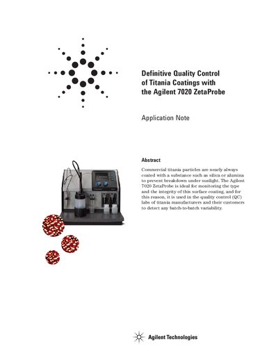 Agilent 7020 ZetaProbe Titania Coating QC Application Note - cover page