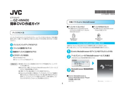 JVC GZ-HM400 Simple DVD Creation Guide