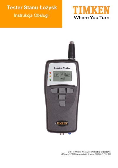 Timken Bearing Tester User Manual