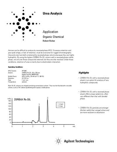 Agilent Urea Analysis Application Note - cover page