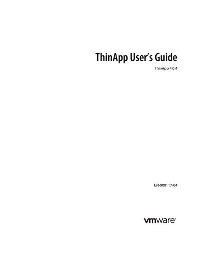 VMware ThinApp 4.0.4 User Guide - cover page