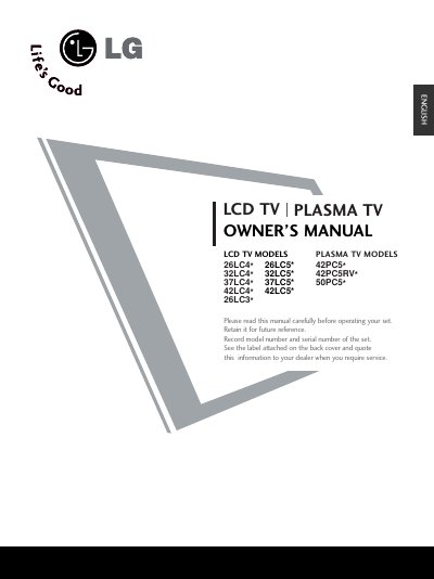 LG 42LC41 color Television Manual - cover page
