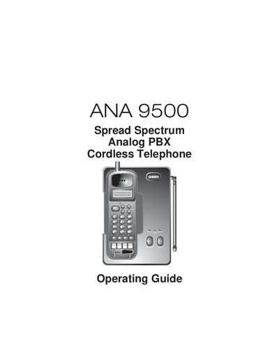 Uniden ANA 9500 Spread Spectrum Analog PBX Cordless Telephone Operating Guide - cover page