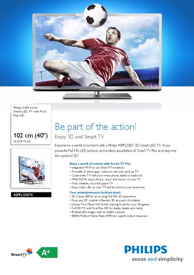 Philips 40PFL5507K Smart LED TV User Manual - cover page