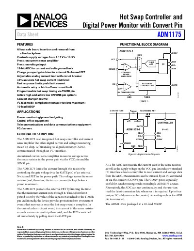 Analog Devices ADM1175 Data Sheet - cover page