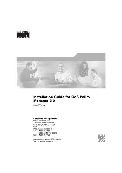 Cisco QoS Policy Manager 3.0 Installation Guide - cover page