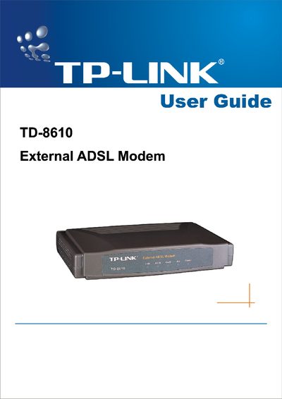 TP-Link TD-8610 External ADSL Modem User Guide - cover page