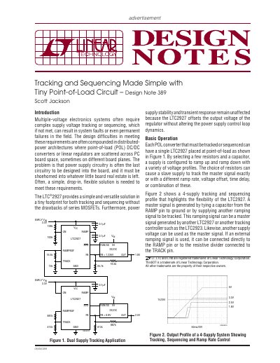 Linear Technology LTC2927 Tracking and Sequencing Circuit Design Note 389