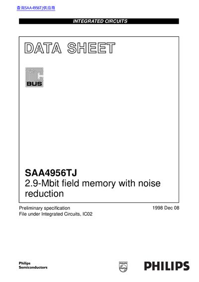 Philips SAA4956TJ Preliminary Datasheet - cover page